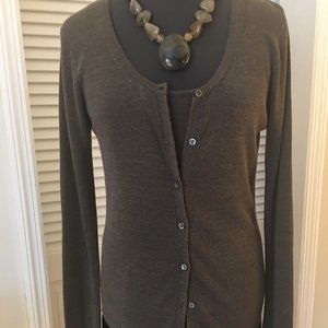 Olive-colored Cardigan and Shell